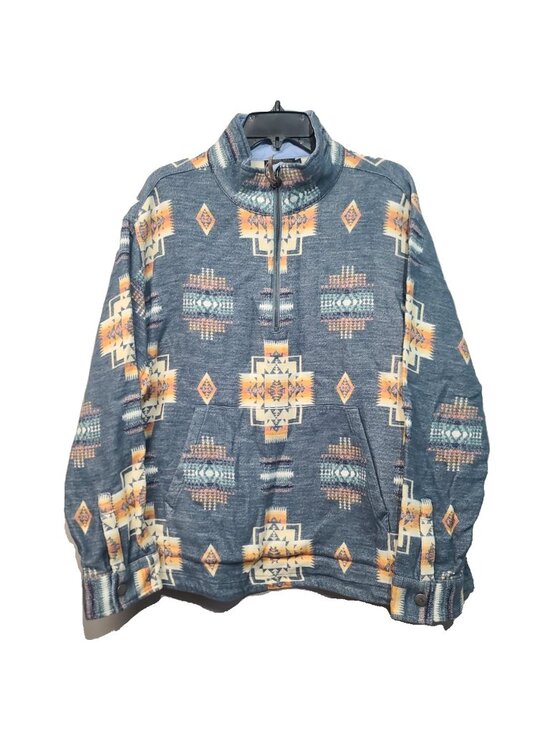 Pendleton Sweaters - Pendleton Jacquard Print Cotton Chamois Half Zip Pullover Sweater L Blue